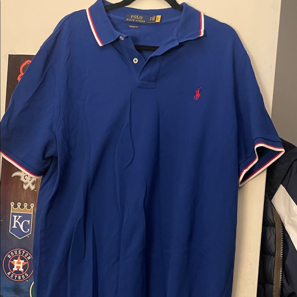 Polo by Ralph Lauren Men's Royal Blue Polo with Red Accents
